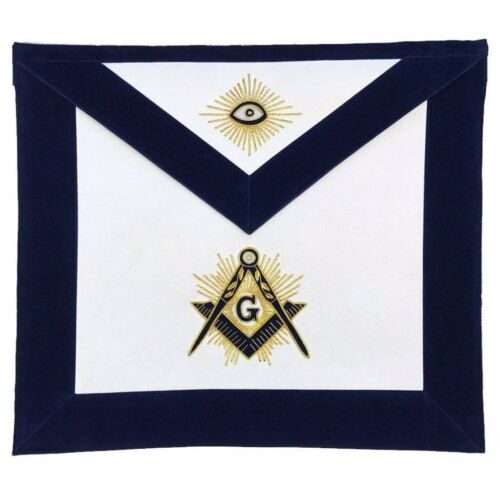 Masonic MASTER MASON Hand Embroidered Apron with square compass with G Navy
