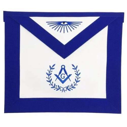 Master Mason Blue Lodge Apron - White & Blue Machine Embroidery