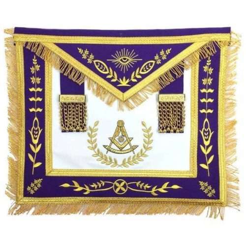 Past Master Blue Lodge Apron - White & Royal Blue with Gold Fringe