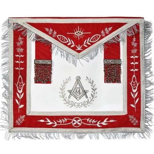 Master Mason Blue Lodge California Regulation Apron - Red Machine Embroidery