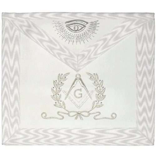 Master Mason Blue Lodge Apron - White Hand Embroidered