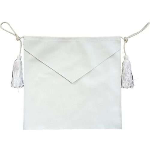 Entered Apprentice Blue Lodge Apron - All White Leather with Cords