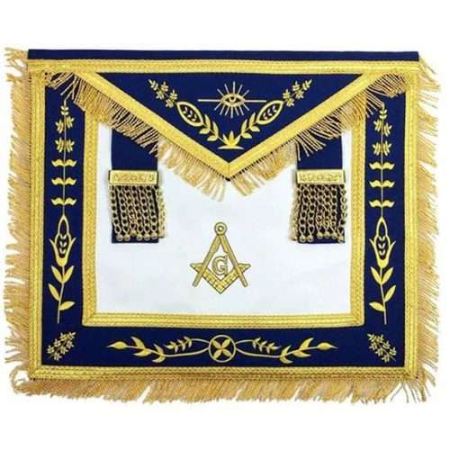 Master Mason Blue Lodge Apron - Navy Blue with Gold Fringe