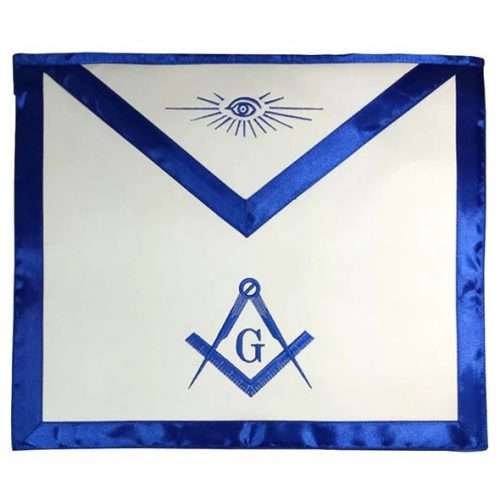 Master Mason Blue Lodge Apron - Blue Satin Square & Compass G