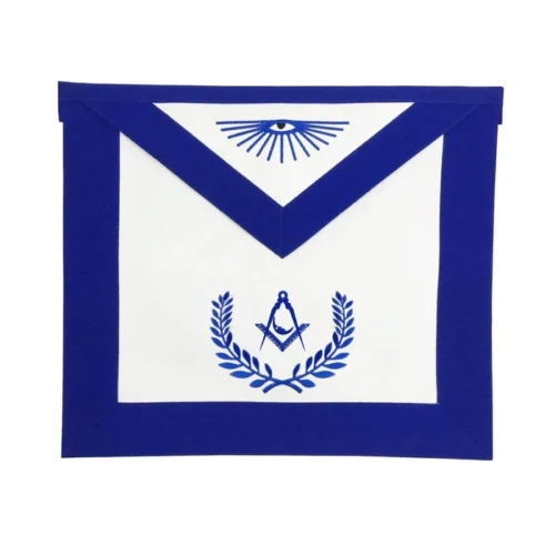 Junior Deacon Blue Lodge Officer Apron - Royal Blue with Wreath