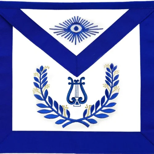 Organist Blue Lodge Officer Apron - Royal Blue Wreath Embroidery
