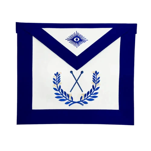 Master of Ceremonies Blue Lodge Officer Apron - Royal Blue Wreath Embroidery