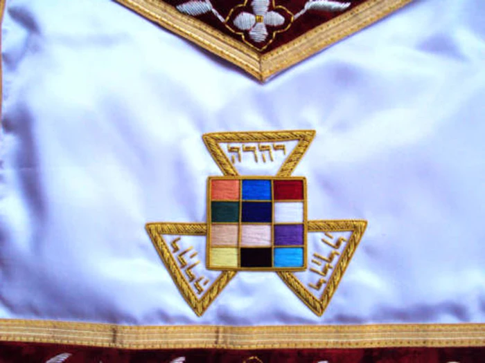 Past High Priest Royal Arch Chapter Apron - White Silk Satin & Red Velvet