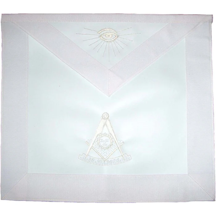Past Master Blue Lodge Apron - All White Grosgrain
