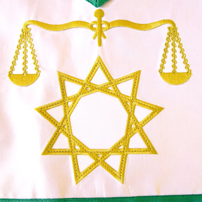 8th Degree Scottish Rite Apron - White with Green Borders