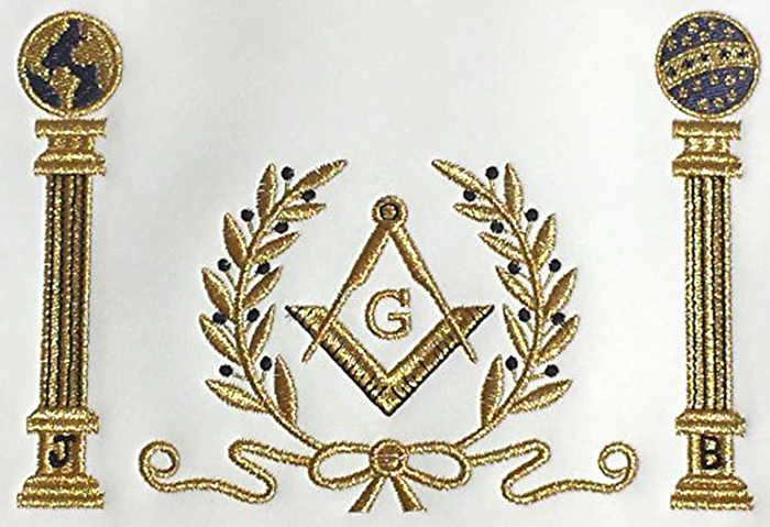 Master Mason Blue Lodge Apron - Navy Blue with Pillars