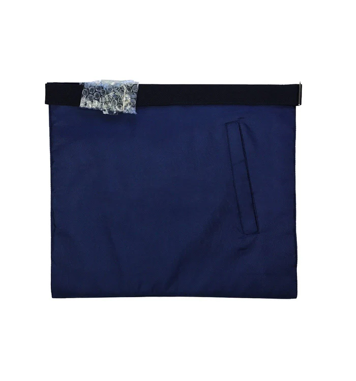 Past Master Blue Lodge Apron - Navy Blue Velvet Ribbon With Silver Braid