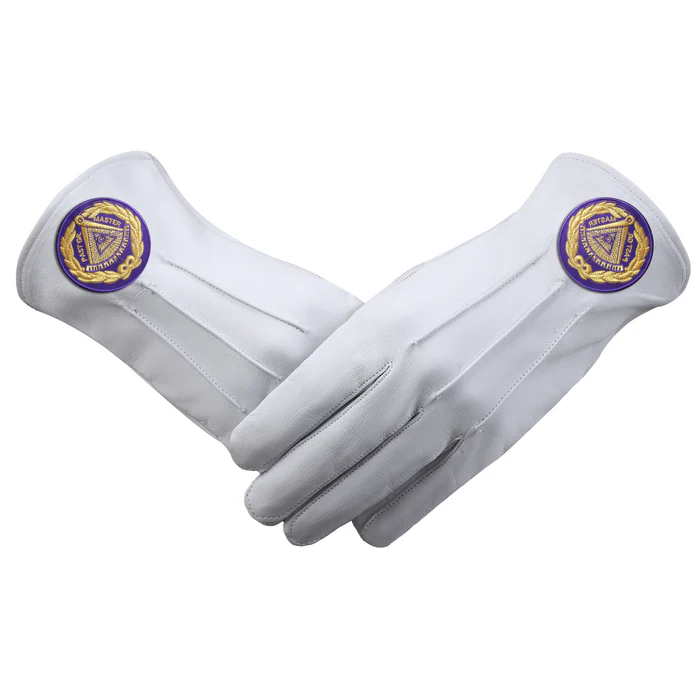 Past Grand Master Blue Lodge Gloves - Leather with Purple Patch