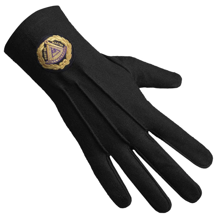 Past Grand Master Blue Lodge Gloves - Pure Cotton with Black Patch Front