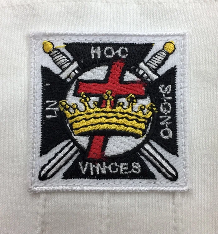 Knights Templar Commandery Gloves - White Cotton Machine Embroidered Emblem Logo