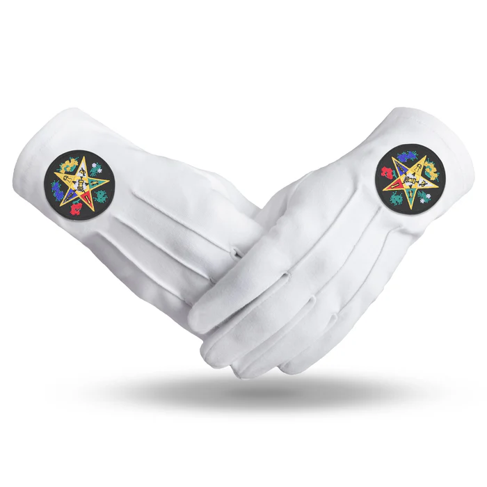 OES Gloves - Cotton with Black Patch with Colorful Flowers