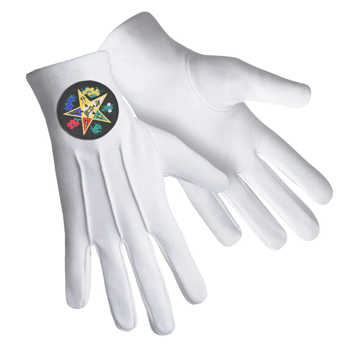 OES Gloves - Cotton with Black Patch with Colorful Flowers Front and Back