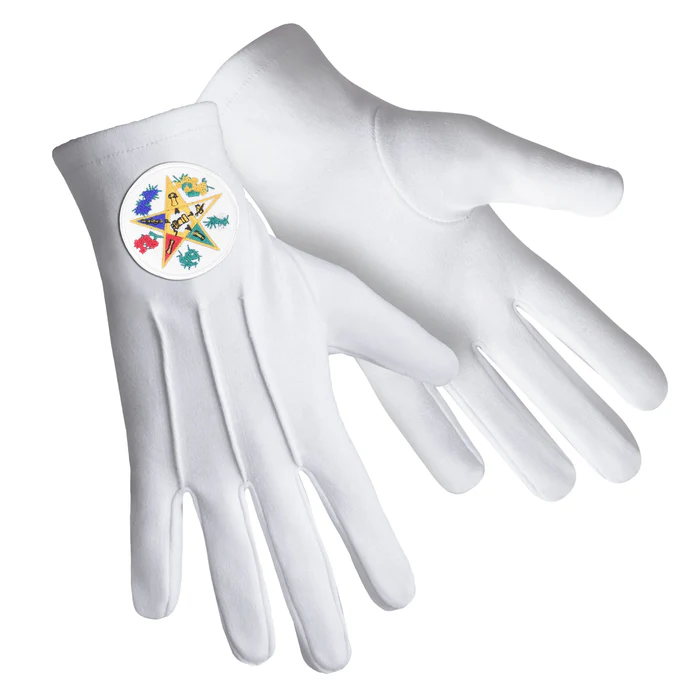 OES Gloves - Cotton with Round Patch with Flowers Front and Back