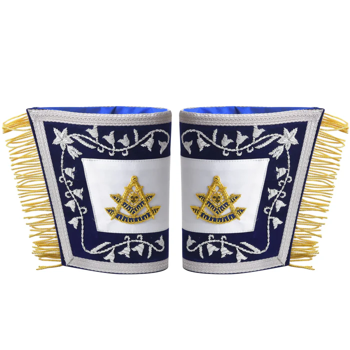 Past Master Blue Lodge Cuff - Dark Blue & Silver with Fringe