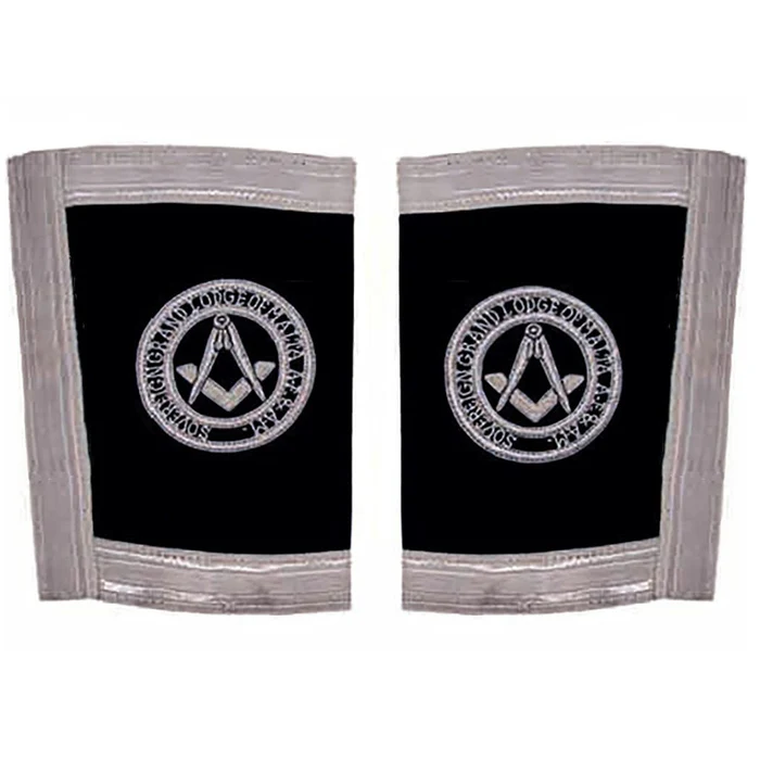 Grand Officers Malta Regulation Cuff - Black with Silver Hand Embroidery