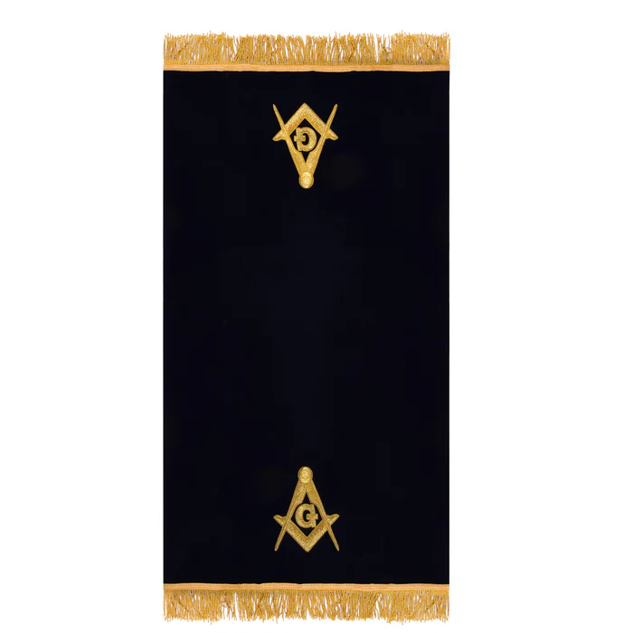 Master Mason Blue Lodge Pedestal Cover - Dark Blue Velvet With Gold Bullion & Fringe