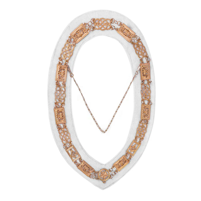 Grand Officers Blue Lodge Chain Collar - Gold Plated with White Velvet