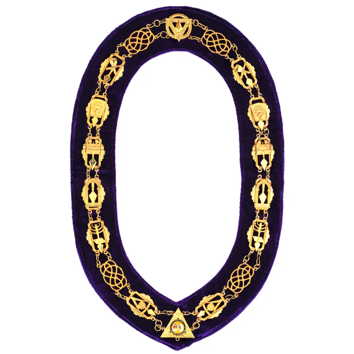 Royal & Select Masters English Regulation Chain Collar - Gold with Purple Lining