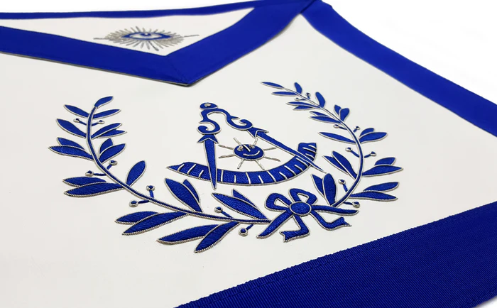 Past Master Blue Lodge Apron - Royal Blue With Wreath