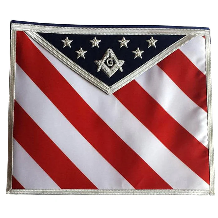 Master Mason Blue Lodge Apron - USA Flag White