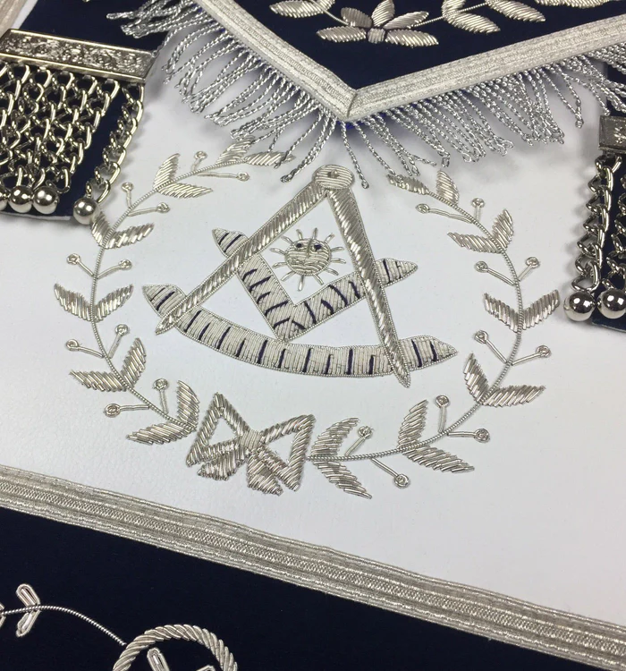 Past Master Blue Lodge Apron - Royal Navy Velvet Hand Embroidery