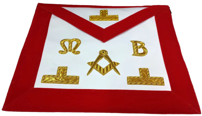 Master Mason Blue Lodge Apron - Red Velvet with Golden Bullion and Wire