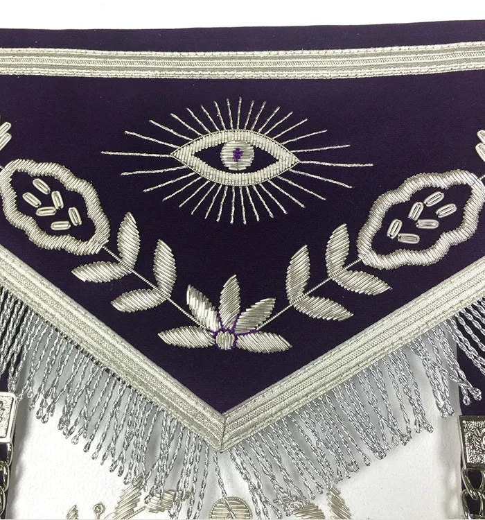 Past Master Blue Lodge Apron - Royal Purple Velvet Hand Embroidery