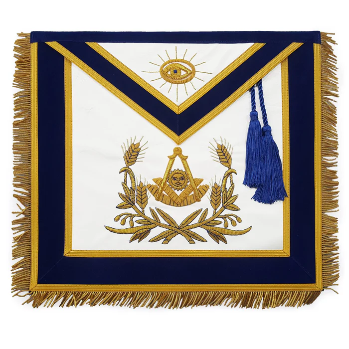 Past Master Blue Lodge Apron - Royal Blue Velvet with Cords & Fringe