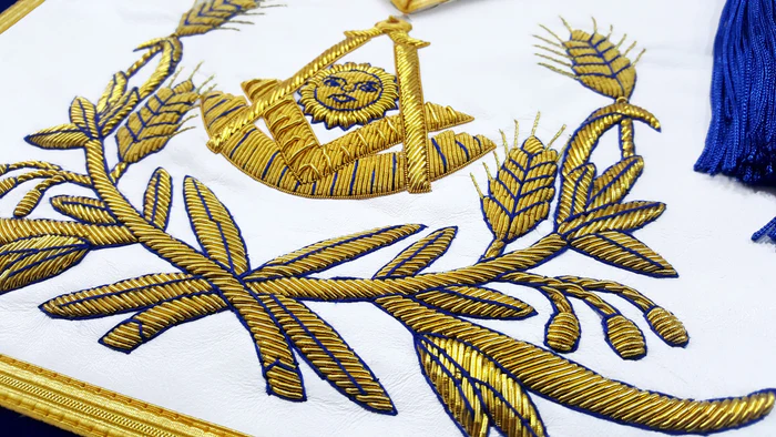 Past Master Blue Lodge Apron - Royal Blue Velvet with Cords & Fringe