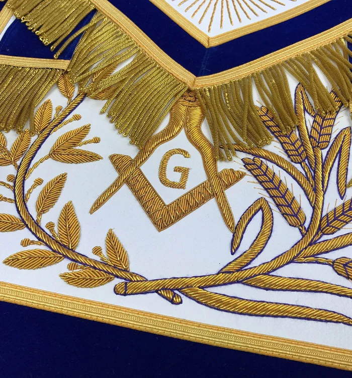Master Mason Blue Lodge Apron - Purple Velvet with Gold Fringe Hand Embroidered