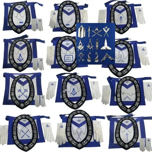 Masonic Blue Lodge Officer Regalia Set - 12 Aprons