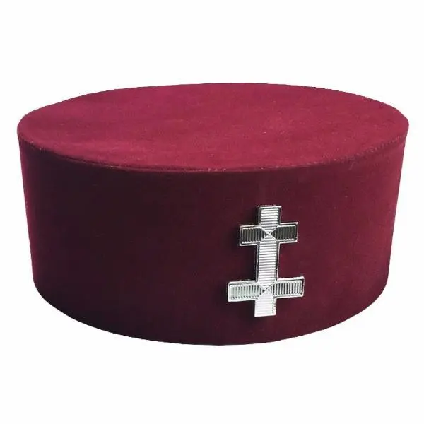 Preceptor Knights Templar English Crown Cap - Maroon Velvet