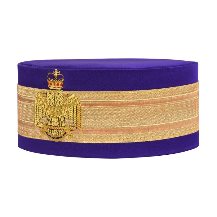 Scottish Rite Crown Cap - Wings Down Purple Silk with Gold Braid