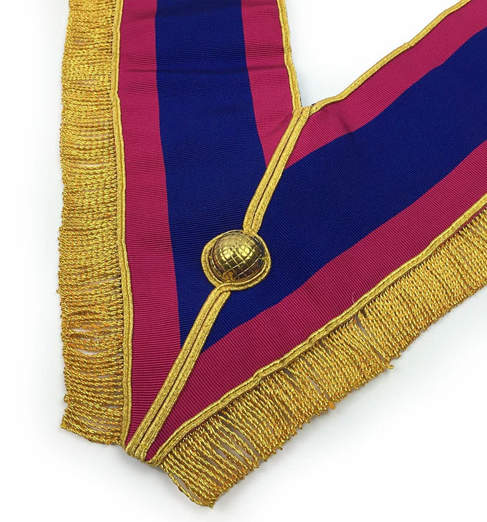 Provincial Mark Collar - Pink & Blue with Gold Fringe