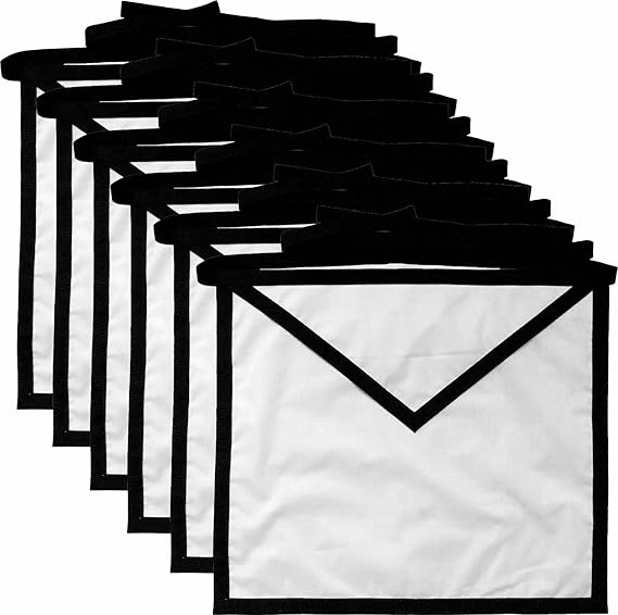 Masonic Funeral Aprons - White Cotton Duck Cloth with Black Ribbon (Pack of 12)